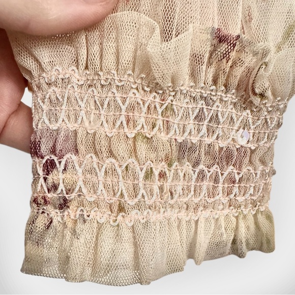 NEEDLE & THREAD Think Of Me Sequined Shirred Floral-Print Tulle Mini, Size 8 - Picture 9 of 16